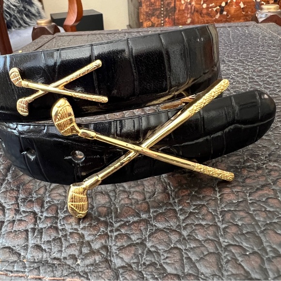 IBBELTCOMPANY GOLF CLUB BUCKLE BELT ITALIAN LEATHER MEDIUM - Picture 8 of 8